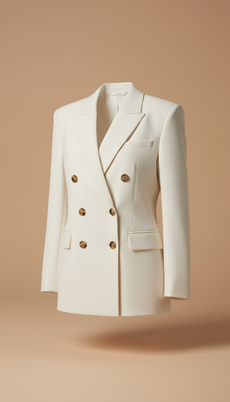 blazer cruzado marfil estructurado